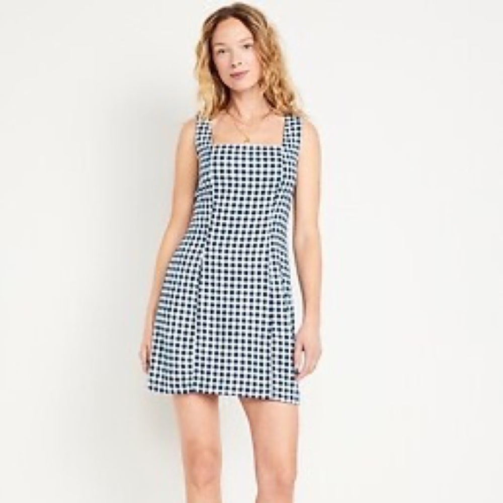 Old Navy - Navy and White Gingham Mini Dress